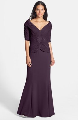 Daymor Embellished Stretch Tulle & Crepe Gown