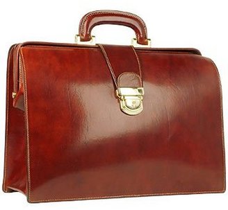 Forzieri Cognac Italian Leather Buckled Medium Doctor Bag