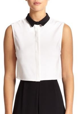 Alice + Olivia Cropped Sleeveless Button-Down Shirt