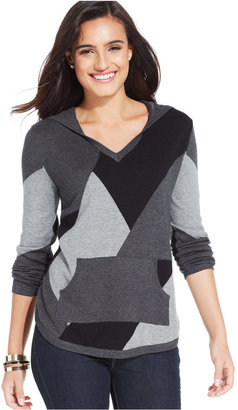 Style&Co. Intarsia Hooded Pullover