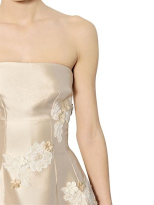 Dolce & Gabbana Flower Appliqués On Silk Mikado Dress