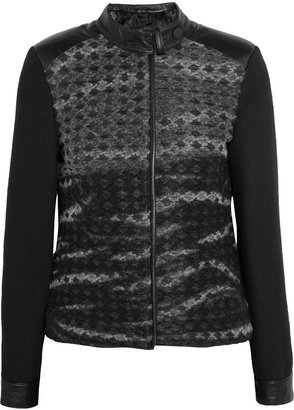 Karl Lagerfeld Paris Bonella paneled brushed wool-blend and satin jacket