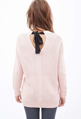 Forever 21 Ribbon-Back Waffle Knit Sweater