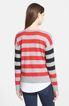 Kensie Colorblock Stripe Layered Look Sweater