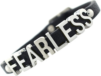 BCBGeneration Bracelet, Silver-Tone Black PVC "Fearless" Mini Affirmation Bracelet