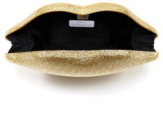 Lulu Guinness Gold Glitter Perspex Lips Clutch