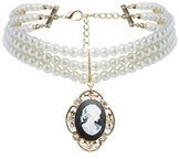 ASOS Multi Row Faux Pearl Choker Necklace With Cameo