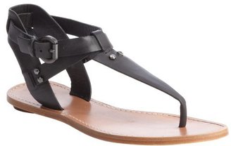 Belle by Sigerson Morrison black and tan side buckle 'Randy' thong sandles
