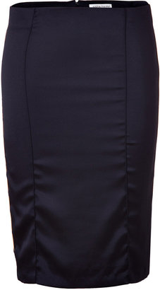 Sophie Theallet Black/Gold Piped Silk Satin Pencil Skirt