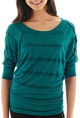 JCPenney BY AND BY by & by Crochet Dolman-Sleeve Top