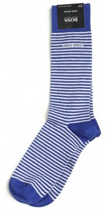Boss Black Hugo Socks, Micro Stripe Cotton Socks in Cobalt Blue and White