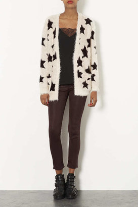 Topshop Knitted Fluffy Star Cardi