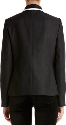 Jones New York One-Button Blazer with Contrast Piping