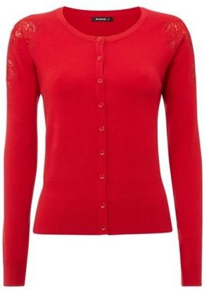 Roman Originals -  Lace Shoulder Knitted Cardigan Casual Day Smart Ladies Red