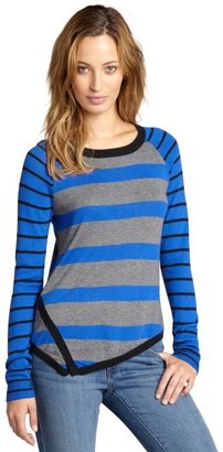 Jamison cobalt and heather contrast striped asymmetrical sweater