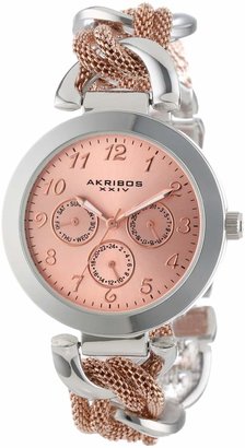 Akribos XXIV Women's AK564TTR Multi-Function Mesh Link Bracelet Watch