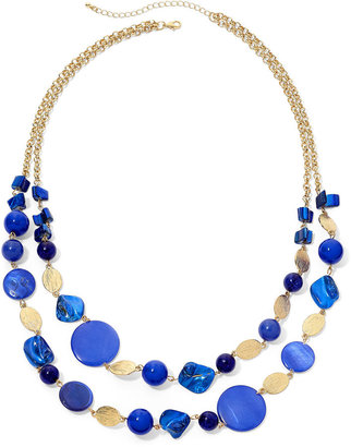 JCPenney MIXIT Mixit™ Gold-Tone Blue Two-Row Bib Necklace
