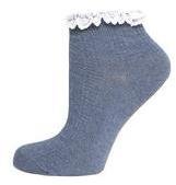 Dorothy Perkins Womens Denim Contrast Lace Trim Socks- Blue