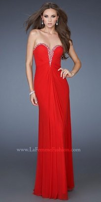 La Femme Dramatic sweetheart embellished evening dresses