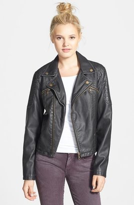 Billabong 'Bold Movez' Faux Leather Moto Jacket (Juniors)