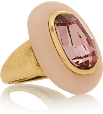 Oscar de la Renta Gold-tone crystal and resin ring
