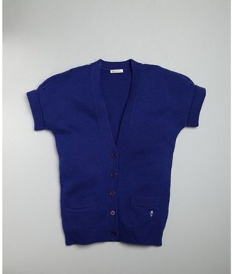 Ballantyne TODDLER / KIDS royal purple wool blend knit short sleeve cardigan