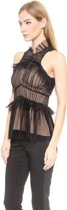 Vera Wang Collection Tulle Draped Halter Top