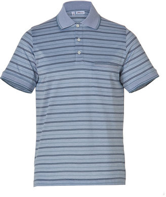 Brioni Striped Cotton Jacquard Polo Shirt