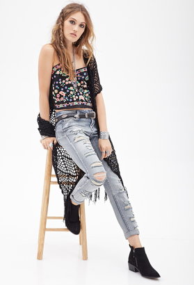 Forever 21 Floral-Embroidered Cropped Cami