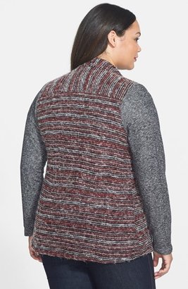 Lucky Brand Mixed Media Drape Front Sweater (Plus Size)