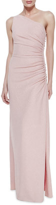 Laundry by Shelli Segal One-Shoulder Ruched Side Gown, Shimmering Blush