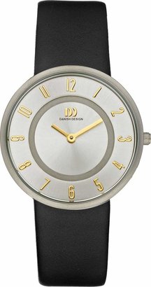 Danish Design Women's Quartz Watch with Dial Analogue Display and Black Leather Strap DZ120120