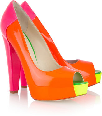 Brian Atwood Alima neon patent-leather pumps