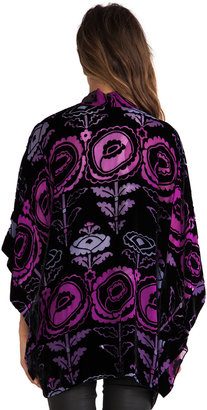 Anna Sui Peony Print Burnout Velvet Kimono