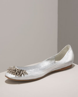 Sigerson Morrison Beaded Leather Flat
