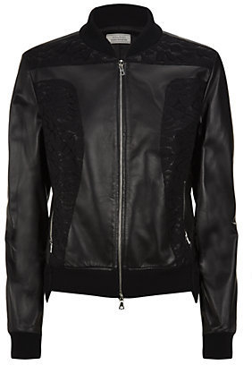 Nina Ricci Lace and Leather Bomber Jacket