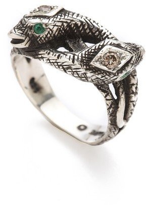 Pamela Love Snake Ring with Diamonds & Emeralds