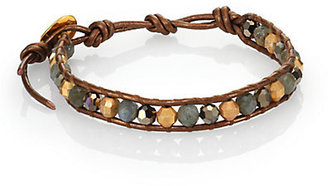 Chan Luu Labradorite, Crystal & Metallic Leather Beaded Wrap Bracelet