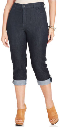 NYDJ Plus Size Lyris Cuffed Cropped Jeans, Dark Enzyme Wash