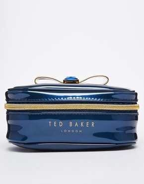 Ted Baker Purple Bow Metallic Jewellery Case - Dark blue