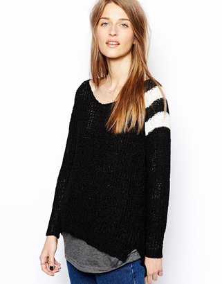 Vila Stripe Shoulder Falisy Sweater