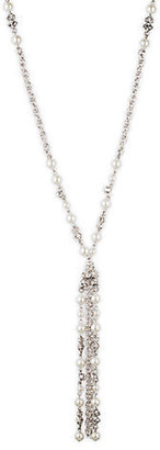 Givenchy Silver Tone and Pearl Tassel Necklace