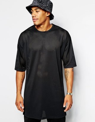 ASOS Super Longline T-Shirt With Mesh Oversized Fit