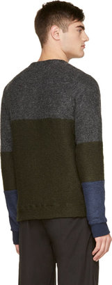 Robert Geller Green Colorblocked Mohair Sweater