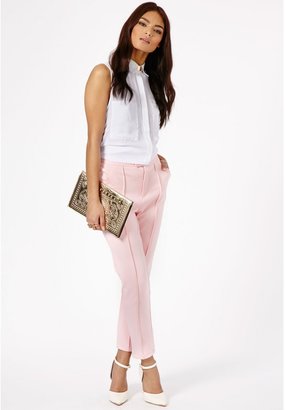 Missguided Tazia Seam Cigarette Trousers In Baby Pink