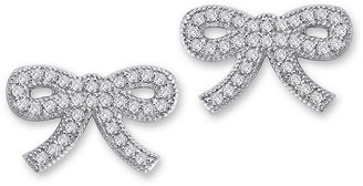 Crislu Earrings, Platinum over Sterling Silver Cubic Zirconia Bow Stud Earrings (1 ct. t.w.)