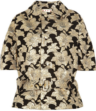 Marni Floral cotton-blend brocade belted jacket
