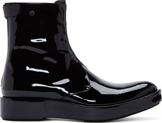 Jil Sander Black Patent Leather Platform Boots