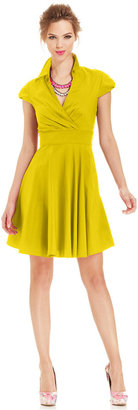 Betsey Johnson Cap-Sleeve Point-Collar Dress