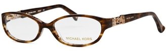 Michael Kors Women's Rectangle Brown Horn Optical Eyeglasses